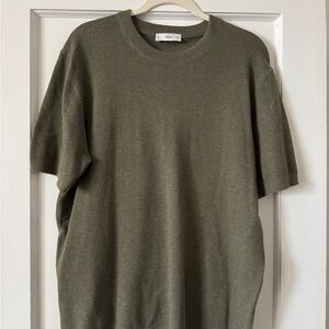 Mango Men Olive Short-Sleeve Knit Tee